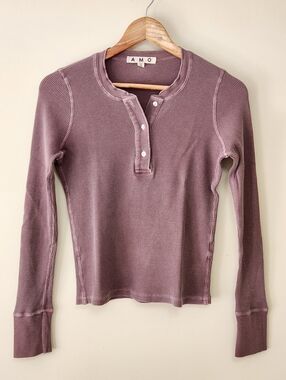 AMO Waffle Thermal Long Sleeve Henley - XS